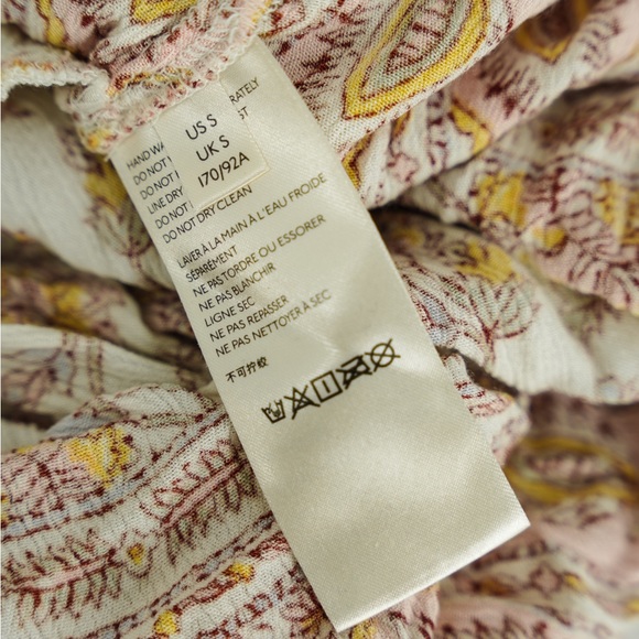 Free People Asymmetrical V-Neck 3/4 sleeve Boho Floral Multicolor  Blouse Top S - Picture 6 of 7